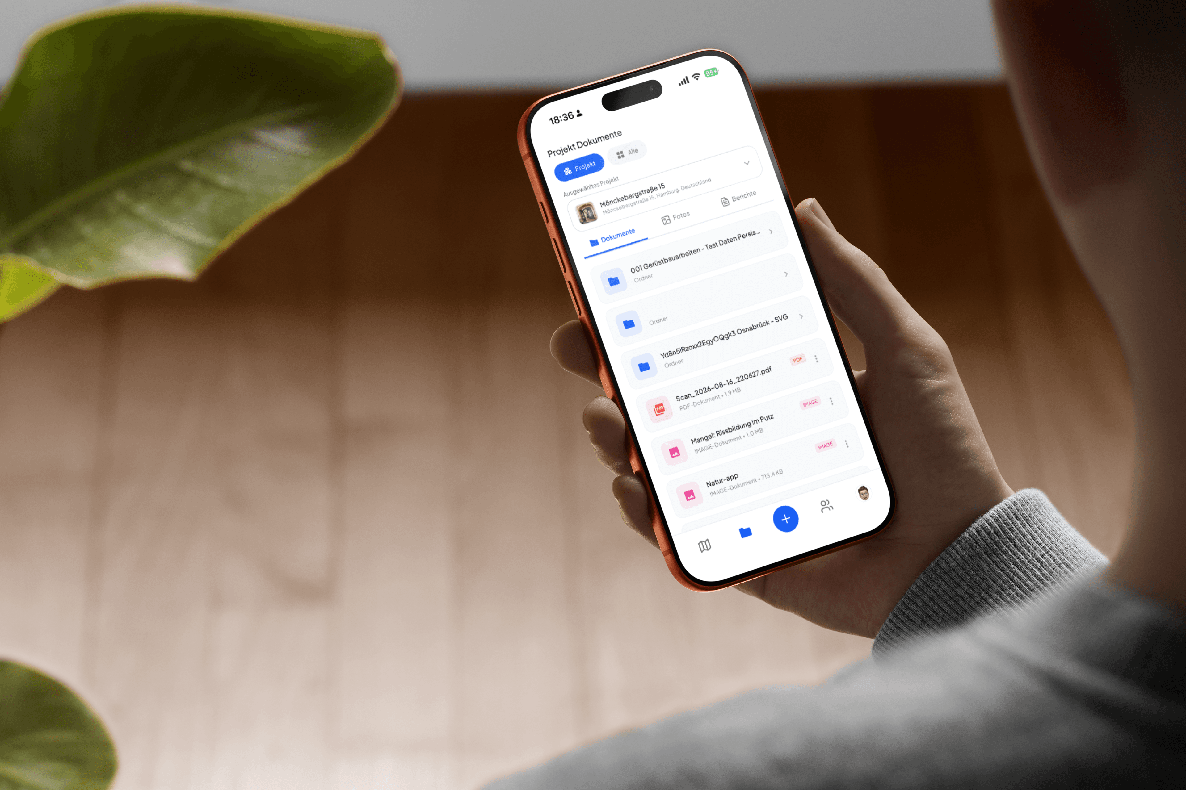 Projektdokumente und Pläne auf Smartphone